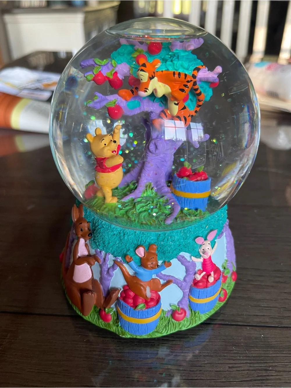 Disney Winnie the Pooh Apple Tree Snow Globe - Purple/Teal/Yellow